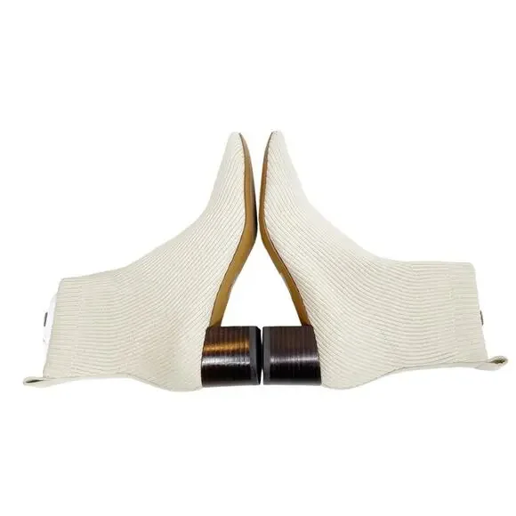 EVERLANE The Day Glove Ribbed Round Toe Pull On Sock Boot in Bone - Picture 6 of 10